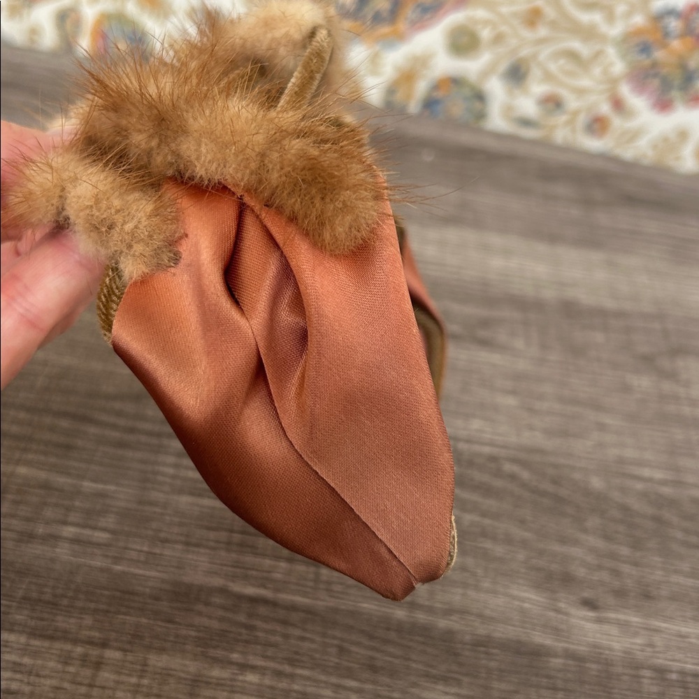 Vintage Mink Headband‎ with Mauve/Brown Satin Lattice/Cage Design Church Plays - Picture 10 of 16